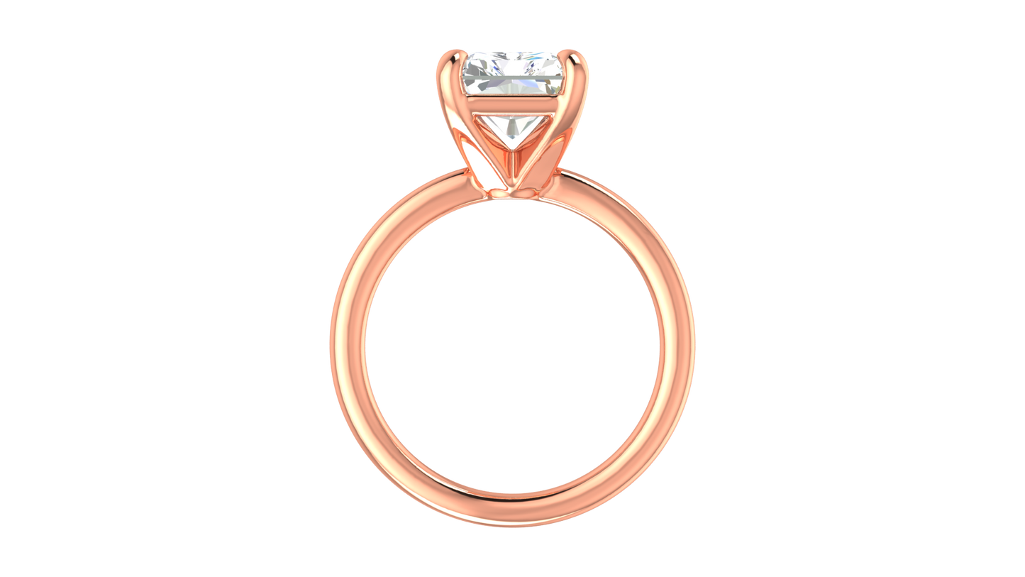 4.00 Ctw Radiant Cut Solitaire Engagement Ring Set In 14K Rose Gold