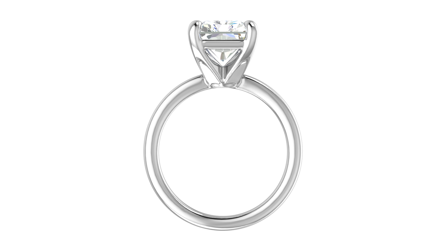 5.00 Ctw Radiant Cut Solitaire Engagement Ring Set In 14K White Gold
