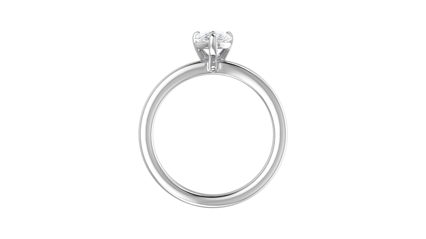1.00 Ctw Pear Cut Solitaire Engagement Ring Set In 14K White Gold