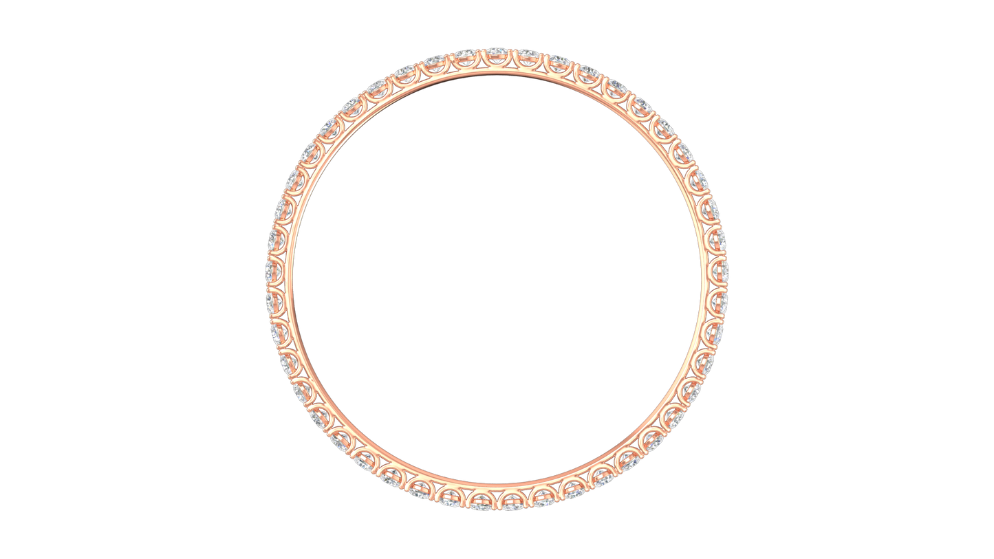 17.10 Ctw Round Cut Diamond Bangle | Shared Prong Diamond Bangle Set In Luxury 14K Rose Gold