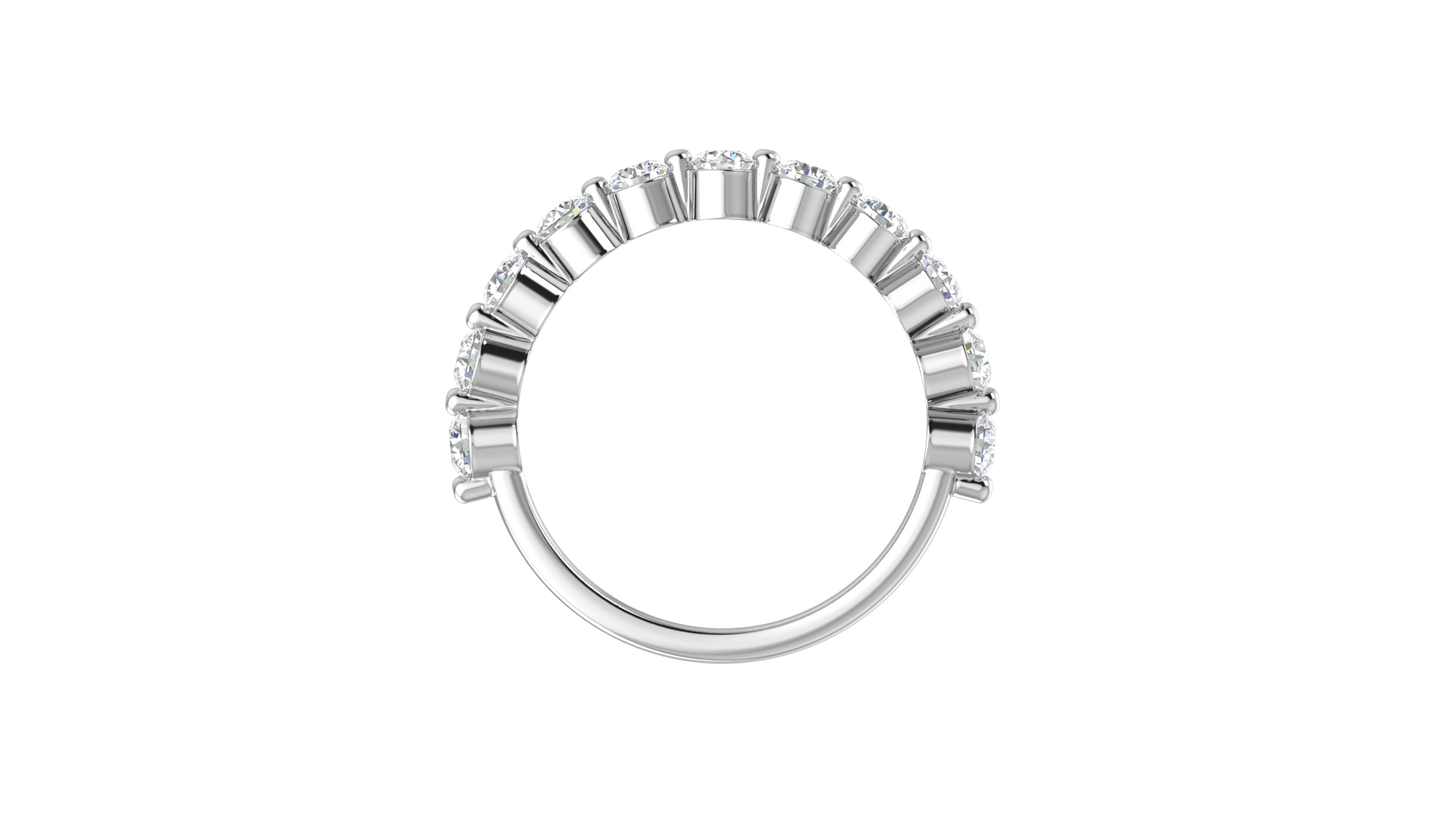 0.88 Ctw Bezal-Set Wedding Band Set In 14K White Gold