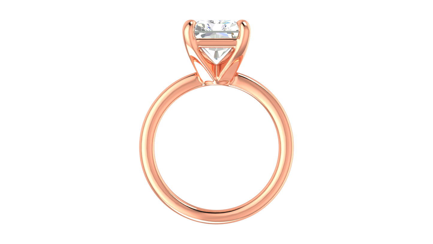 5.00 Ctw Radiant Cut Solitaire Engagement Ring Set In 14K Rose Gold