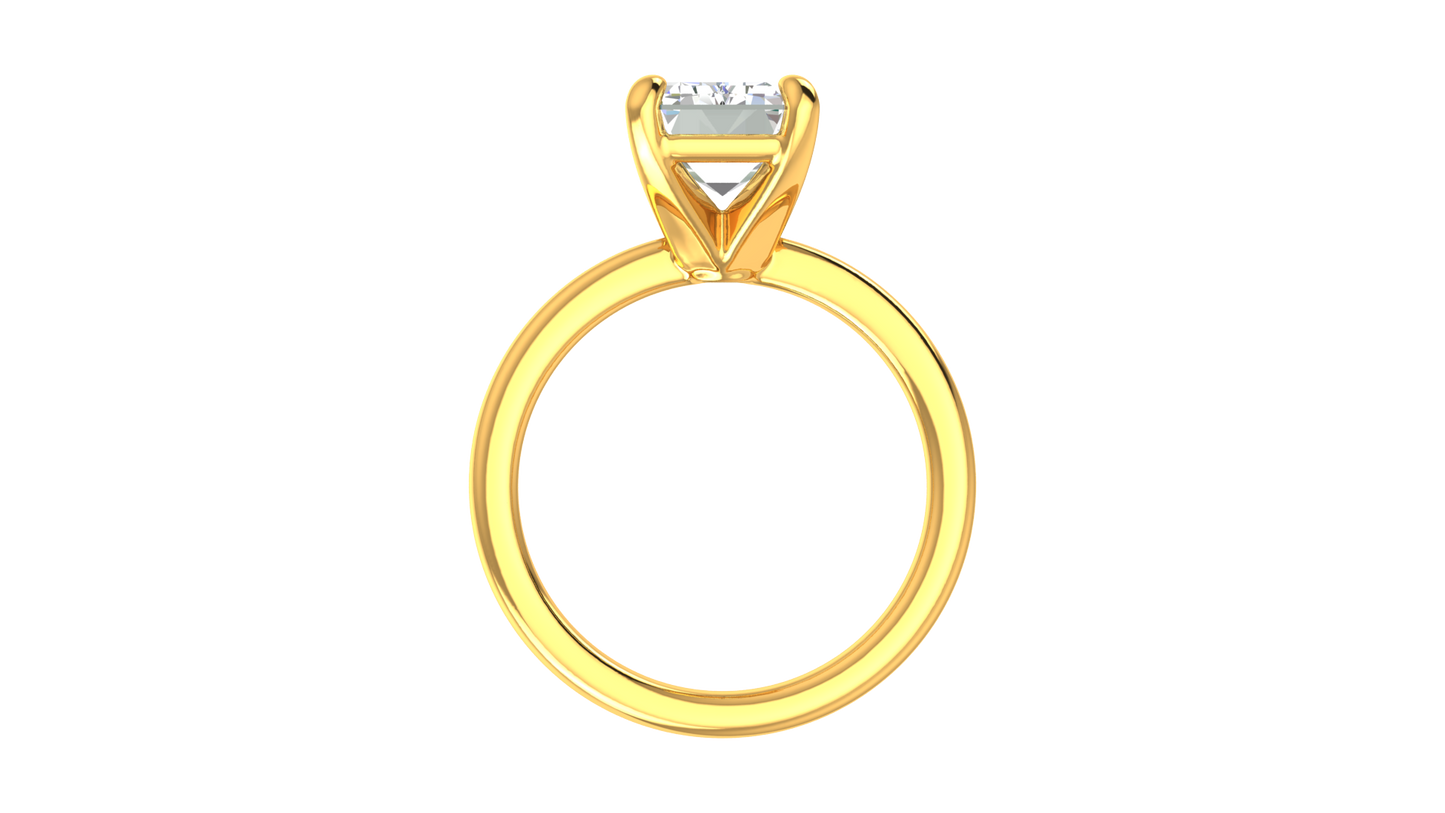 4.00 Ctw Emerald Cut Solitaire Engagement Ring Set In 14K Yellow Gold