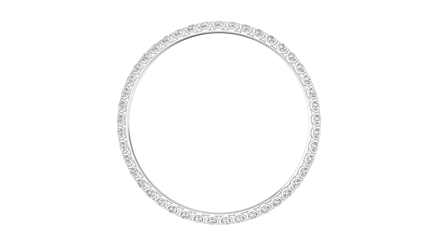 17.10 Ctw Round Cut Diamond Bangle | Shared Prong Diamond Bangle Set In Luxury 14K White Gold