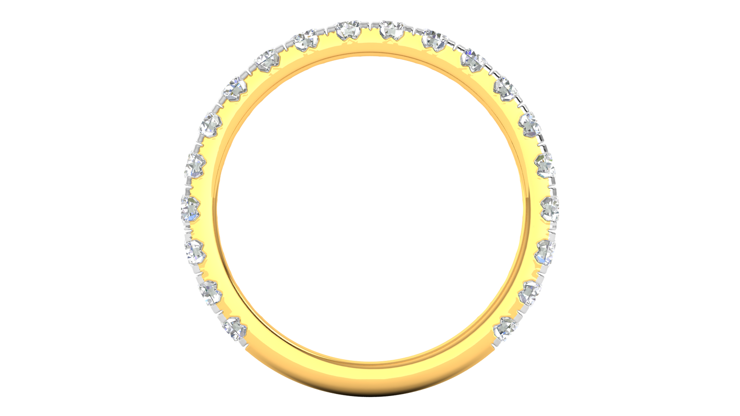 0.90 Ctw Timeless 4 Prong Wedding Band Set In 14K Yellow Gold