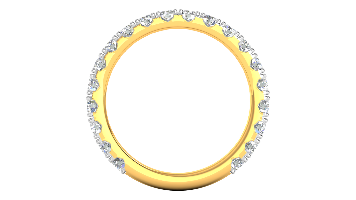1.20 Ctw Timeless 4 Prong Wedding Band Set In 14k Yellow Gold