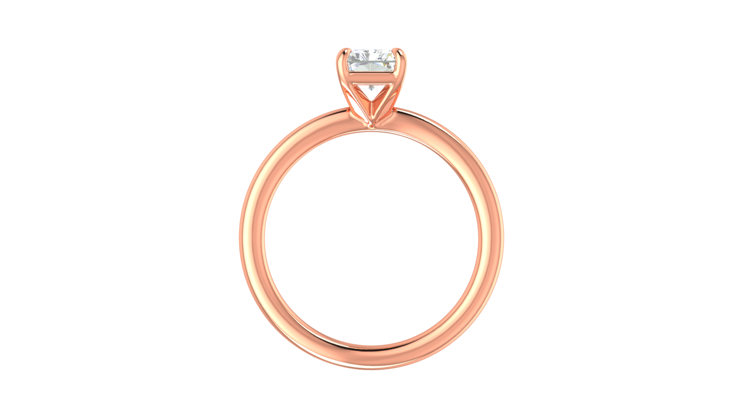 1.00 Ctw Radiant Cut Solitaire Engagement Ring Set In 14K Rose Gold