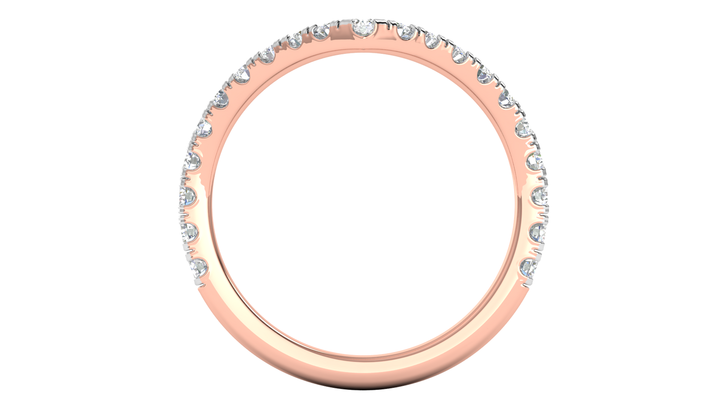 0.63 Ctw Elegant Diamond Chevron Ring Set In 14K Rose Gold