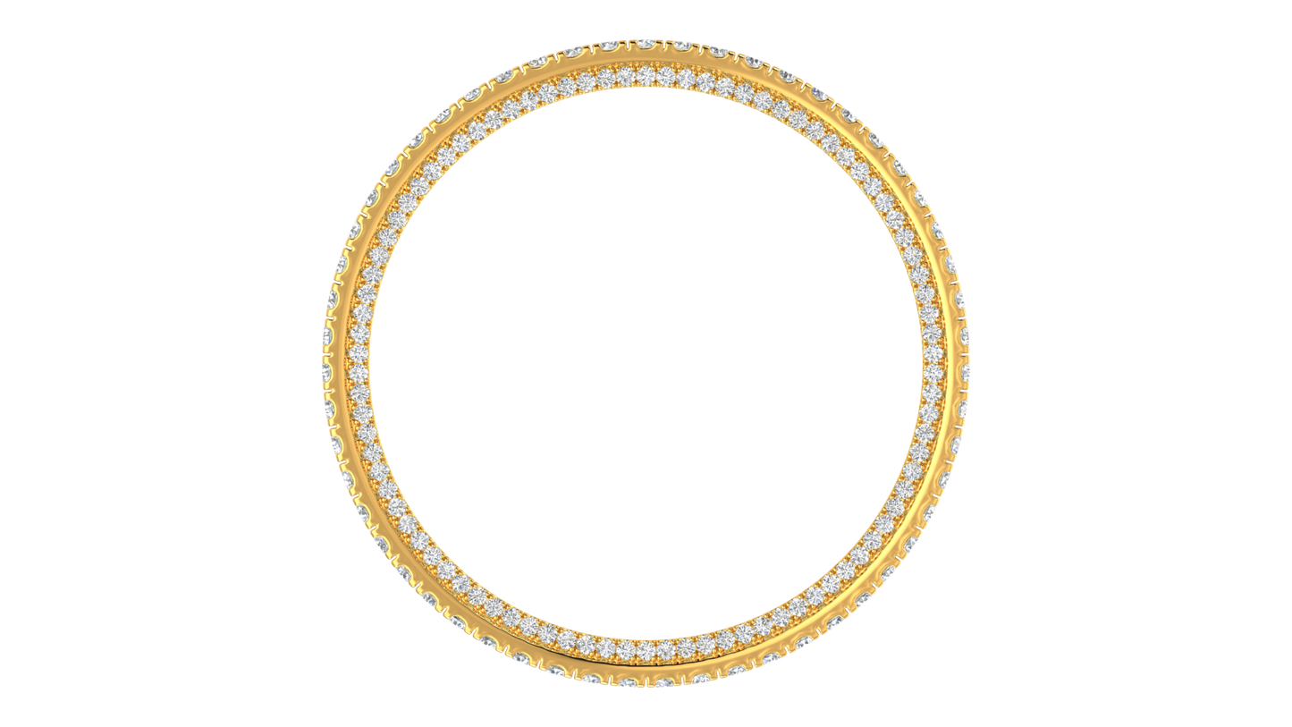 32.40 Ctw Round Cut Diamond Bangle | Double Row Pavé-Set Luxury Diamond Bangle Set In 14K Yellow Gold