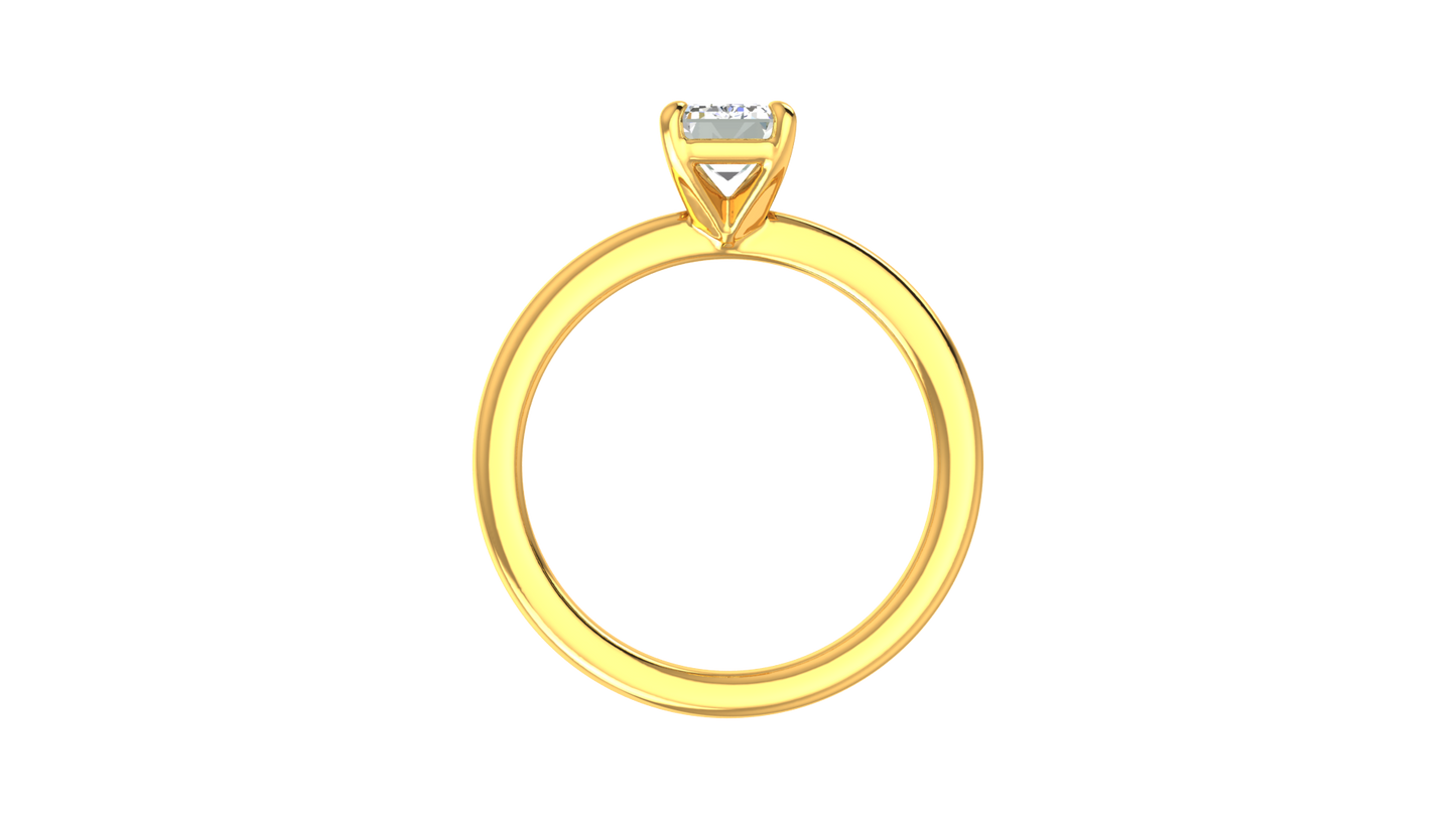 1.00 Ctw Emerald Cut Solitaire Engagement Ring Set In 14K Yellow Gold