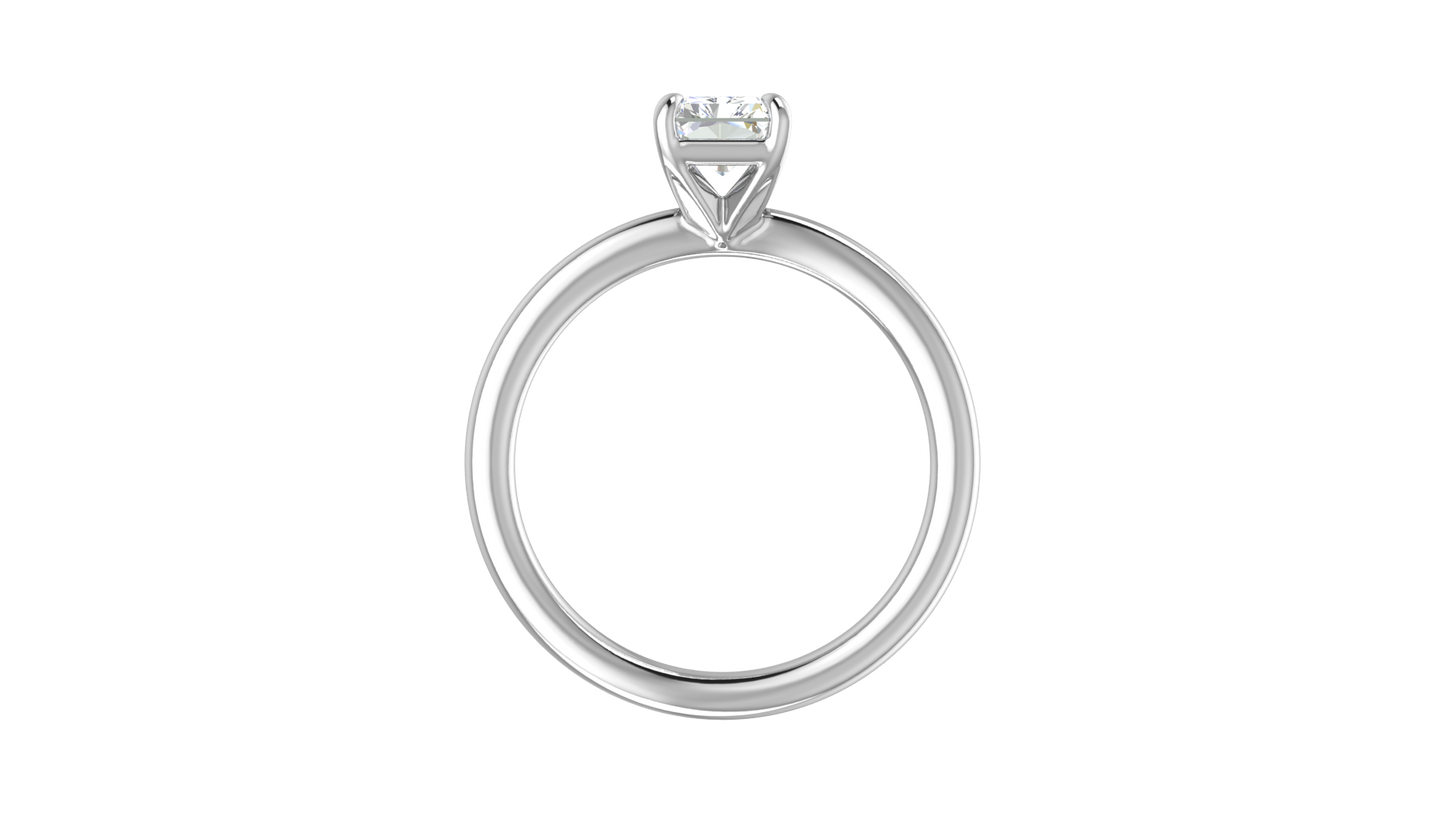 1.00 Ctw Radiant Cut Solitaire Engagement Ring Set In 14K White Gold