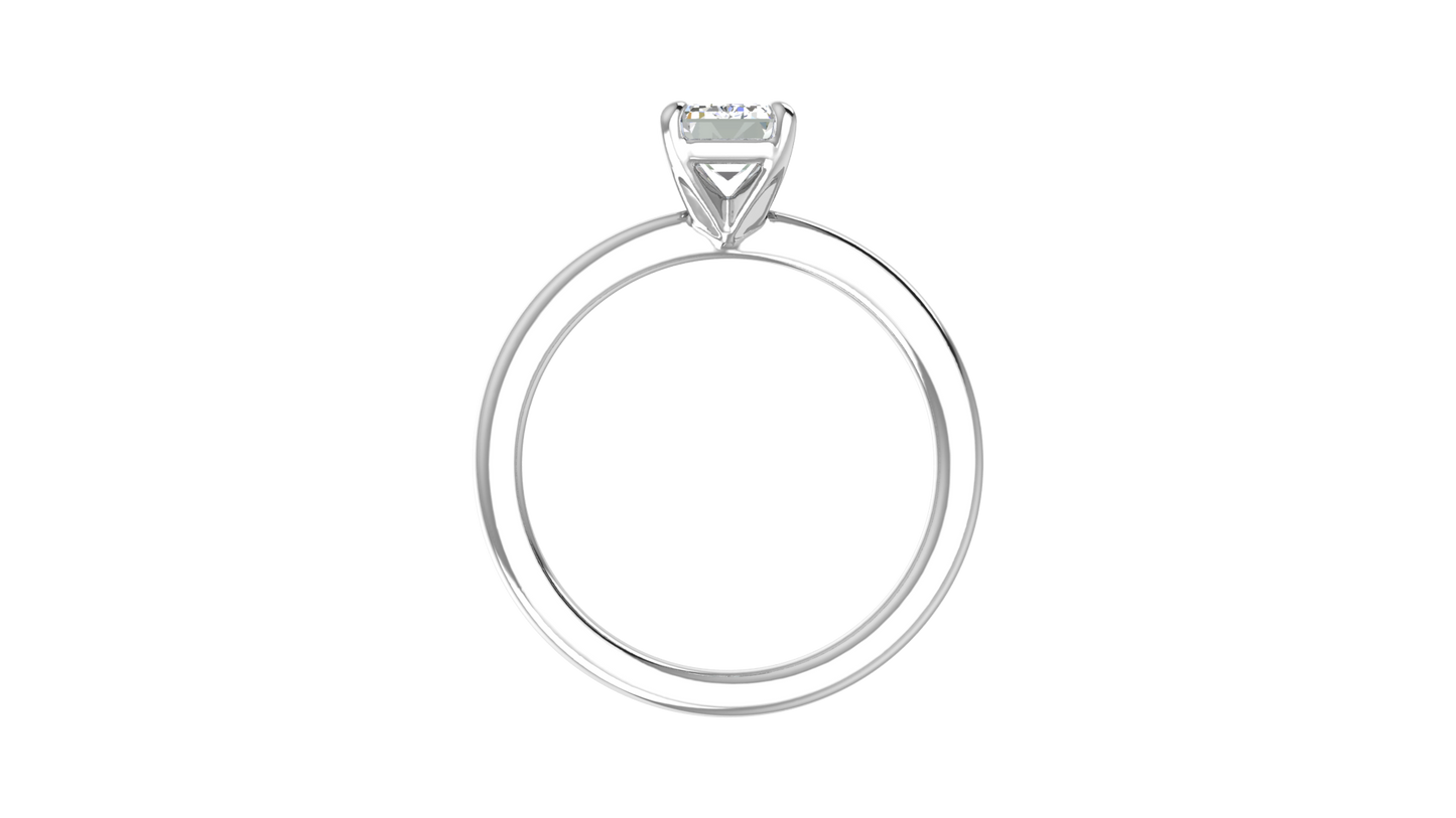 1.00 Ctw Emerald Cut Solitaire Engagement Ring Set In 14K White Gold