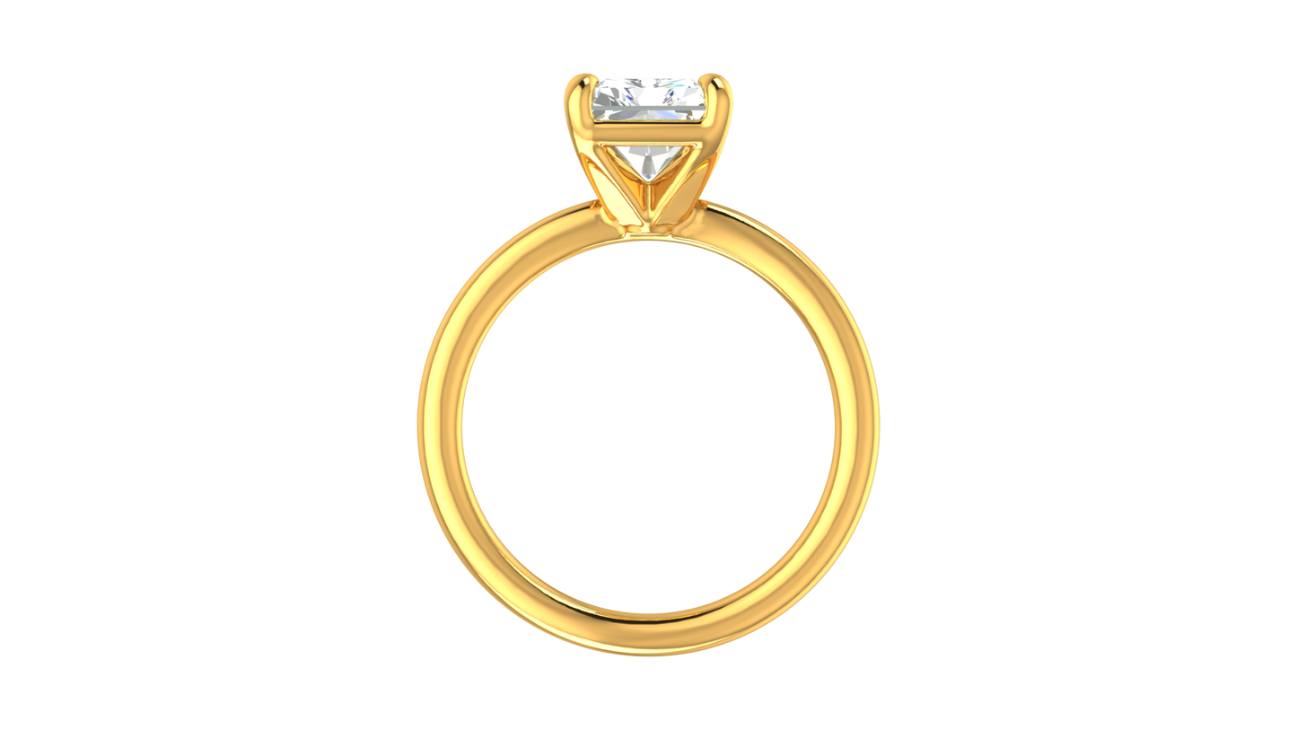 3.00 Ctw Radiant Cut Solitaire Engagement Ring Set In 14K Yellow Gold