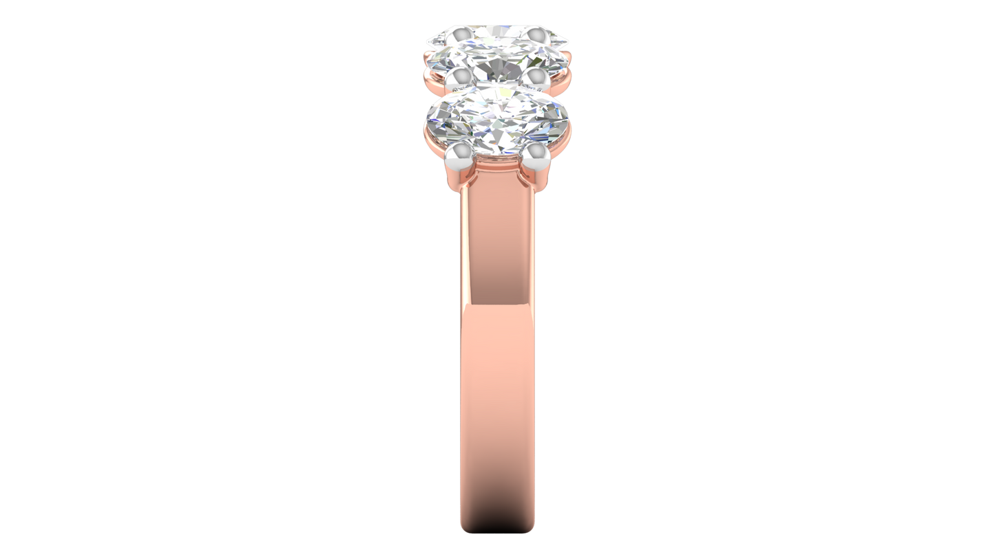 2.50 Ctw Luxurious Oval Cut Five-Stone Wedding Band With U-Shape Prong Setting In 14K Rose Gold