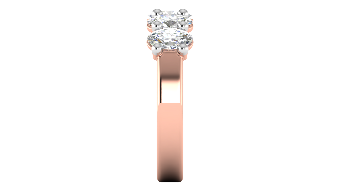 2.00 Ctw Luxurious Oval Cut Five-Stone Wedding Band With U-Shape Prong Setting In 14K Rose Gold