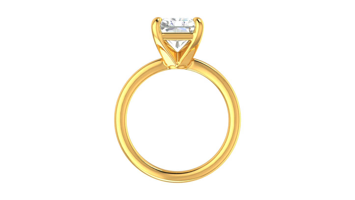 4.00 Ctw Radiant Cut Solitaire Engagement Ring Set In 14K Yellow Gold