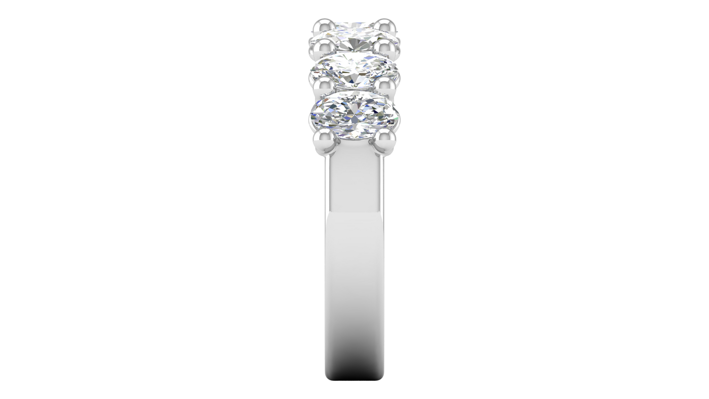 2.10 Ctw Luxurious Oval Cut Seven Stone Wedding Band With U-Shape Prong Setting In 14K White Gold
