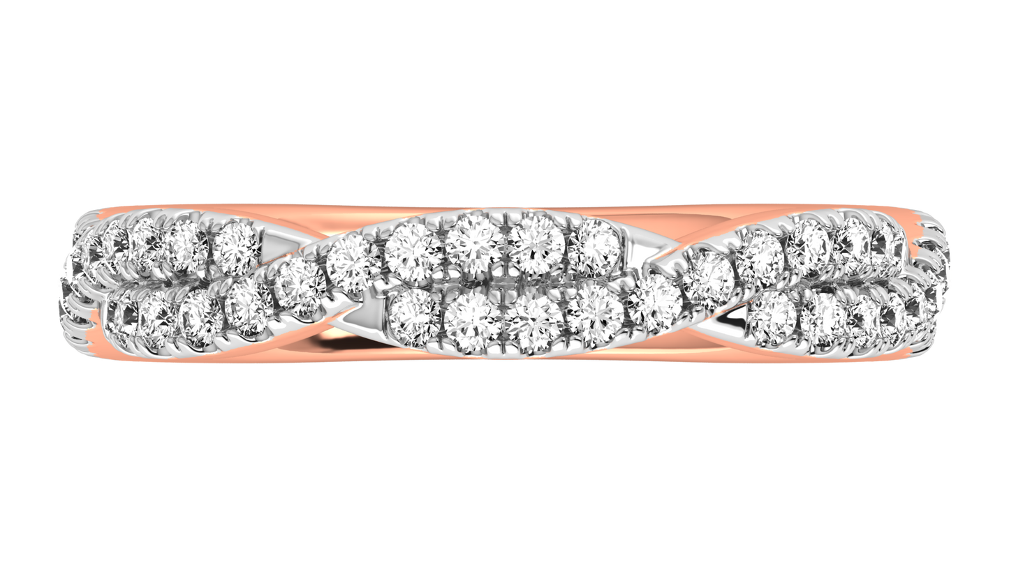 0.68 Ctw Sparkling Infinity Diamond Ring Set In 14K Rose Gold