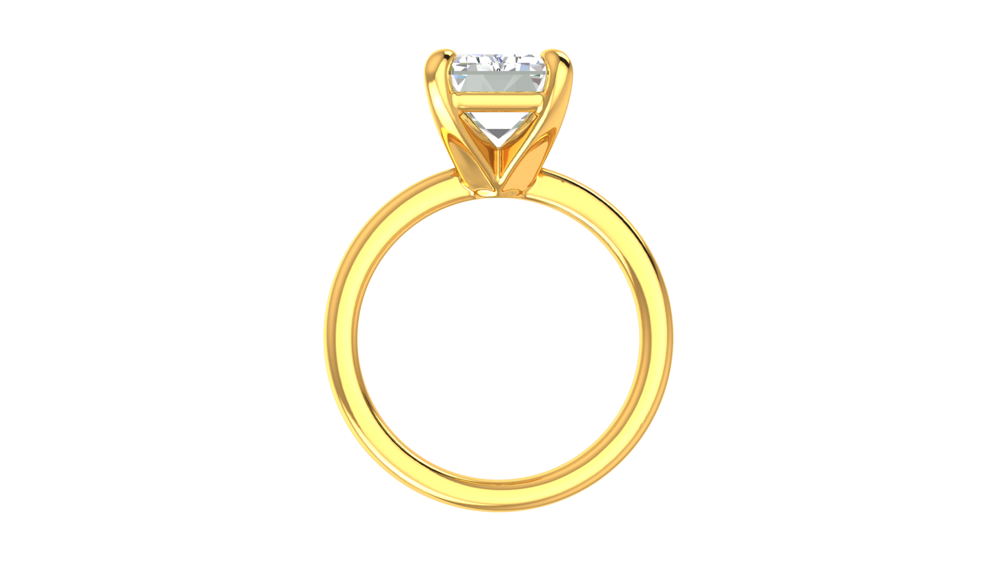 5.00 Ctw Emerald Cut Solitaire Engagement Ring Set In 14K Yellow Gold