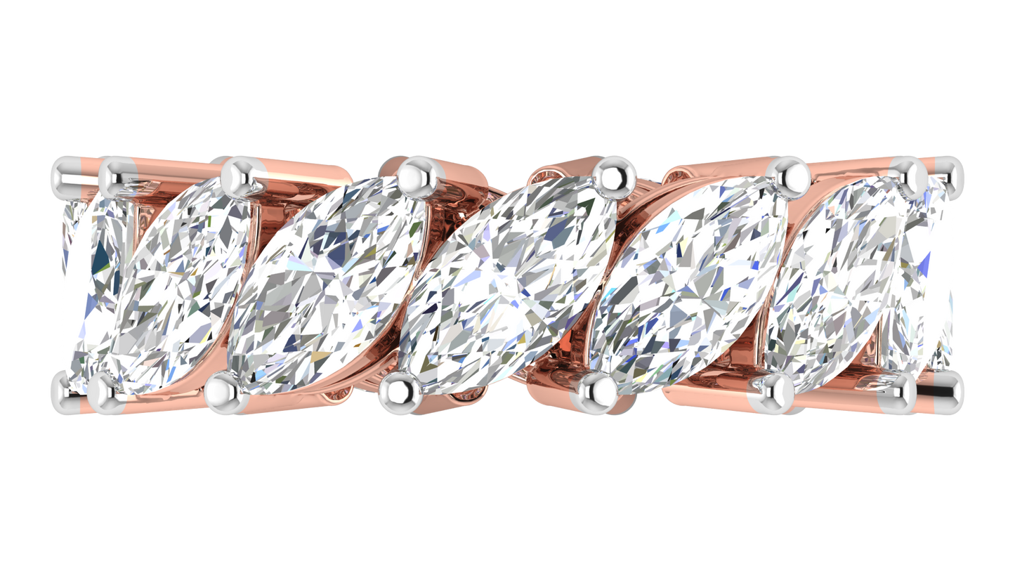7.00 Ctw Marquise Cut Diamond Eternity Band Set In 14K Rose Gold