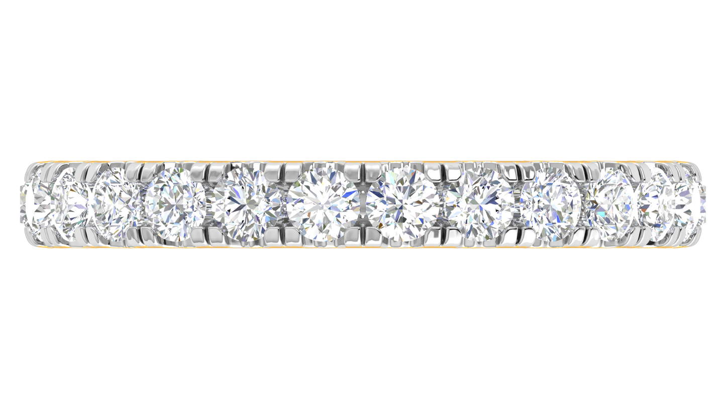 0.90 Ctw Timeless 4 Prong Wedding Band Set In 14K Yellow Gold