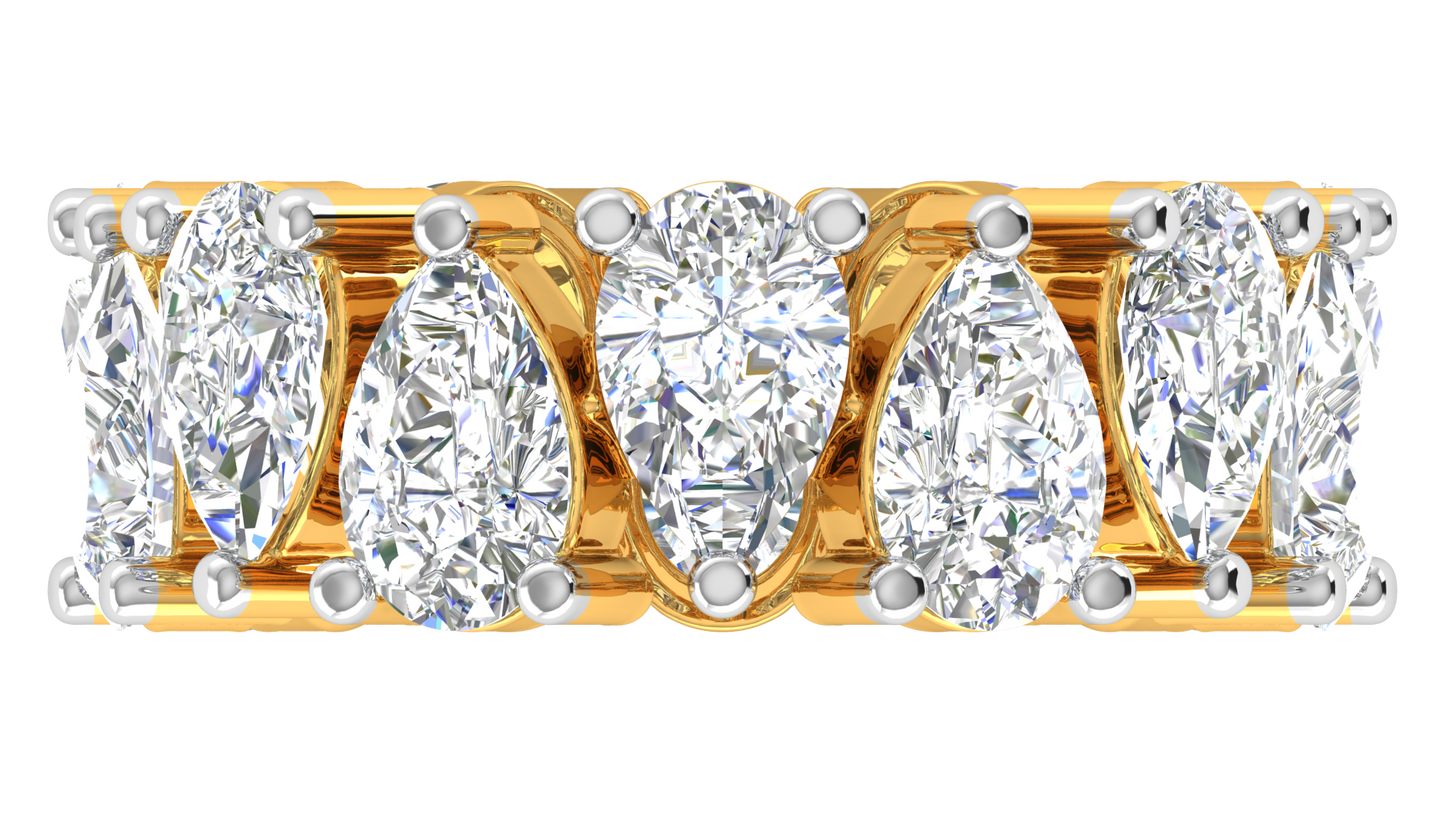7.00 Ctw Pear Cut Diamond Eternity Band Set In 14K Yellow Gold
