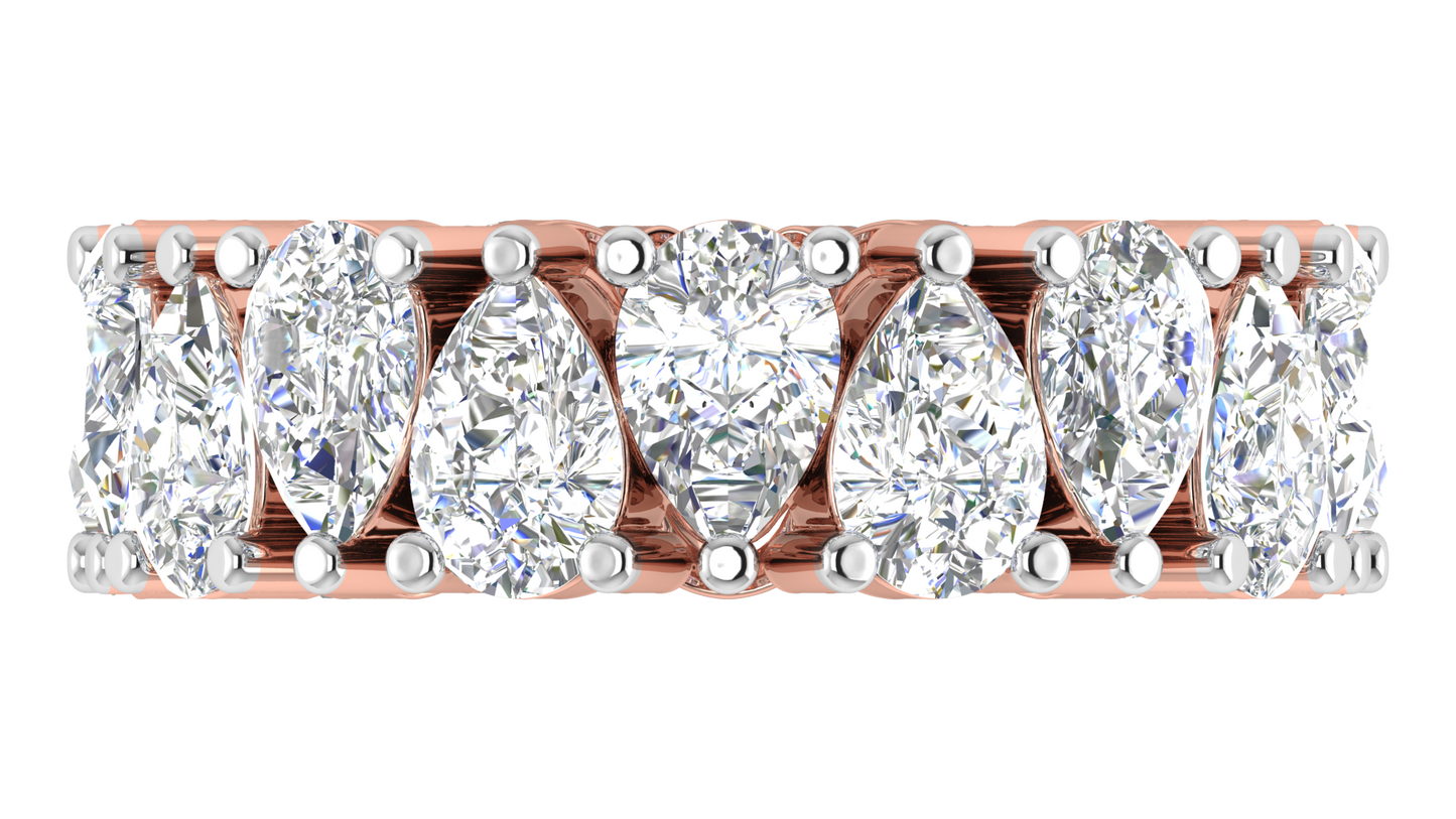 4.40 Ctw Pear Cut Diamond Eternity Band Set In 14K Rose Gold