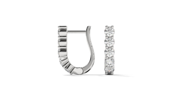 0.74 CTW Round Diamond Hoop Earrings In 14K White Gold – Shared-Prong Setting
