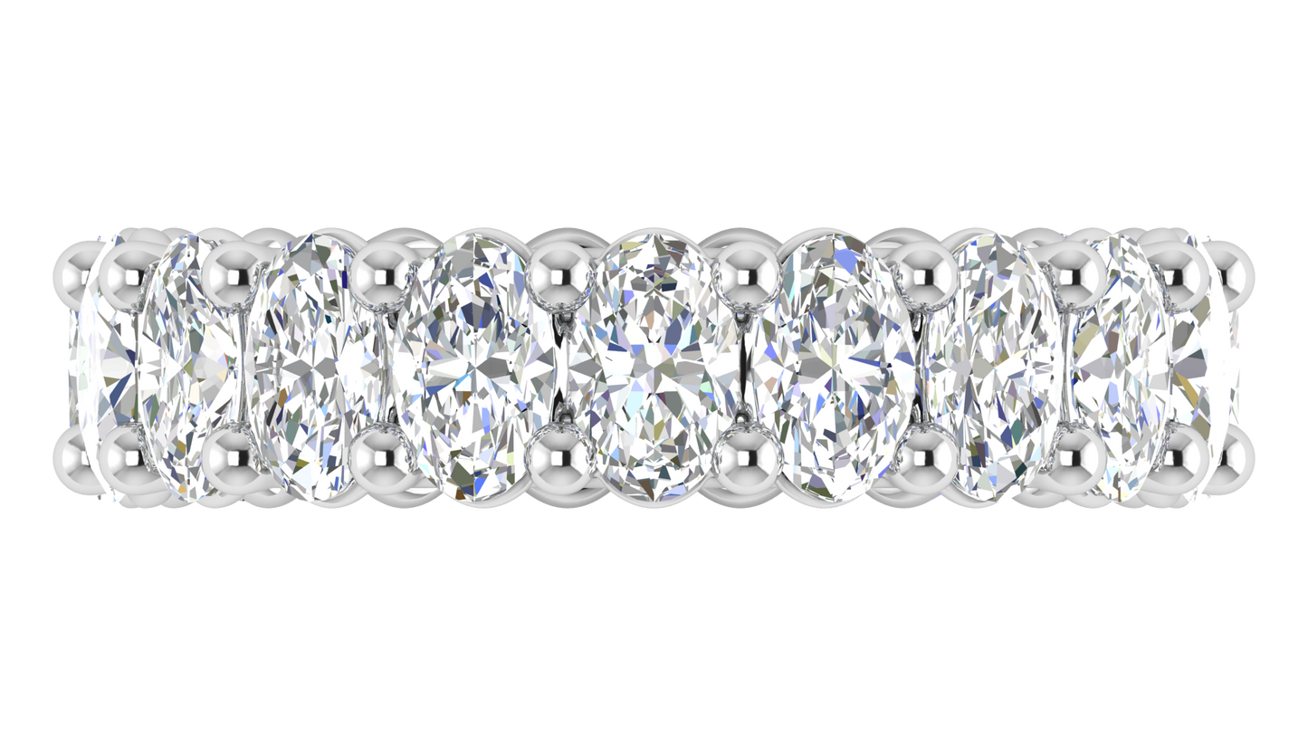 5.70 Ctw Oval Cut Diamond Eternity Band Set In 14K White Gold