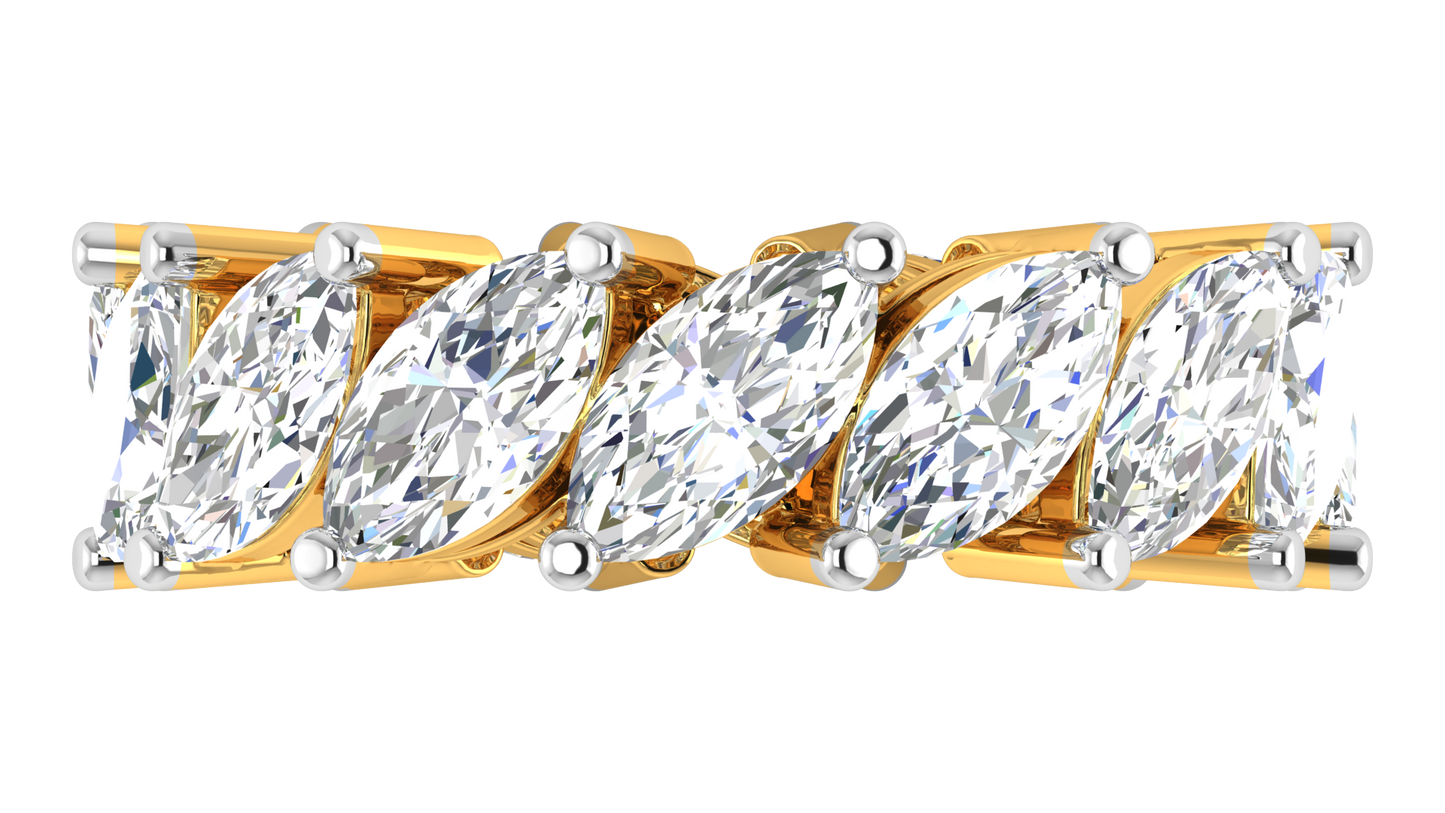 7.00 Ctw Marquise Cut Diamond Eternity Band Set In 14K Yellow Gold
