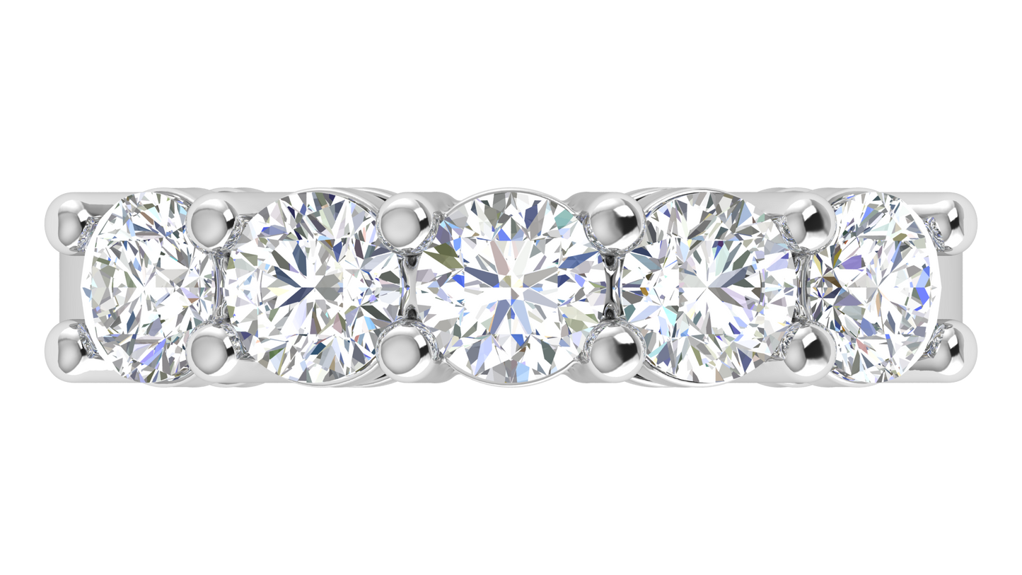 2.00 Ctw Elegant Five-Stone Wedding Band Set In 14K White Gold