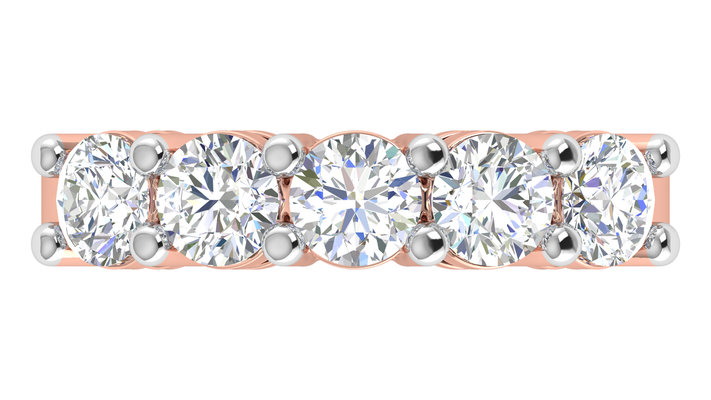 2.00 Ctw Elegant Five-Stone Wedding Band Set In 14K Rose Gold