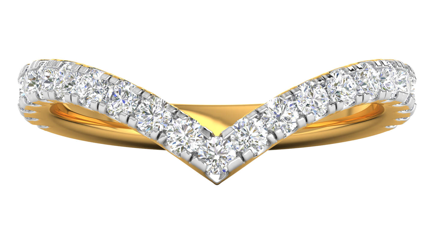 0.63 Ctw Elegant Diamond Chevron Ring Set In 14K Yellow Gold