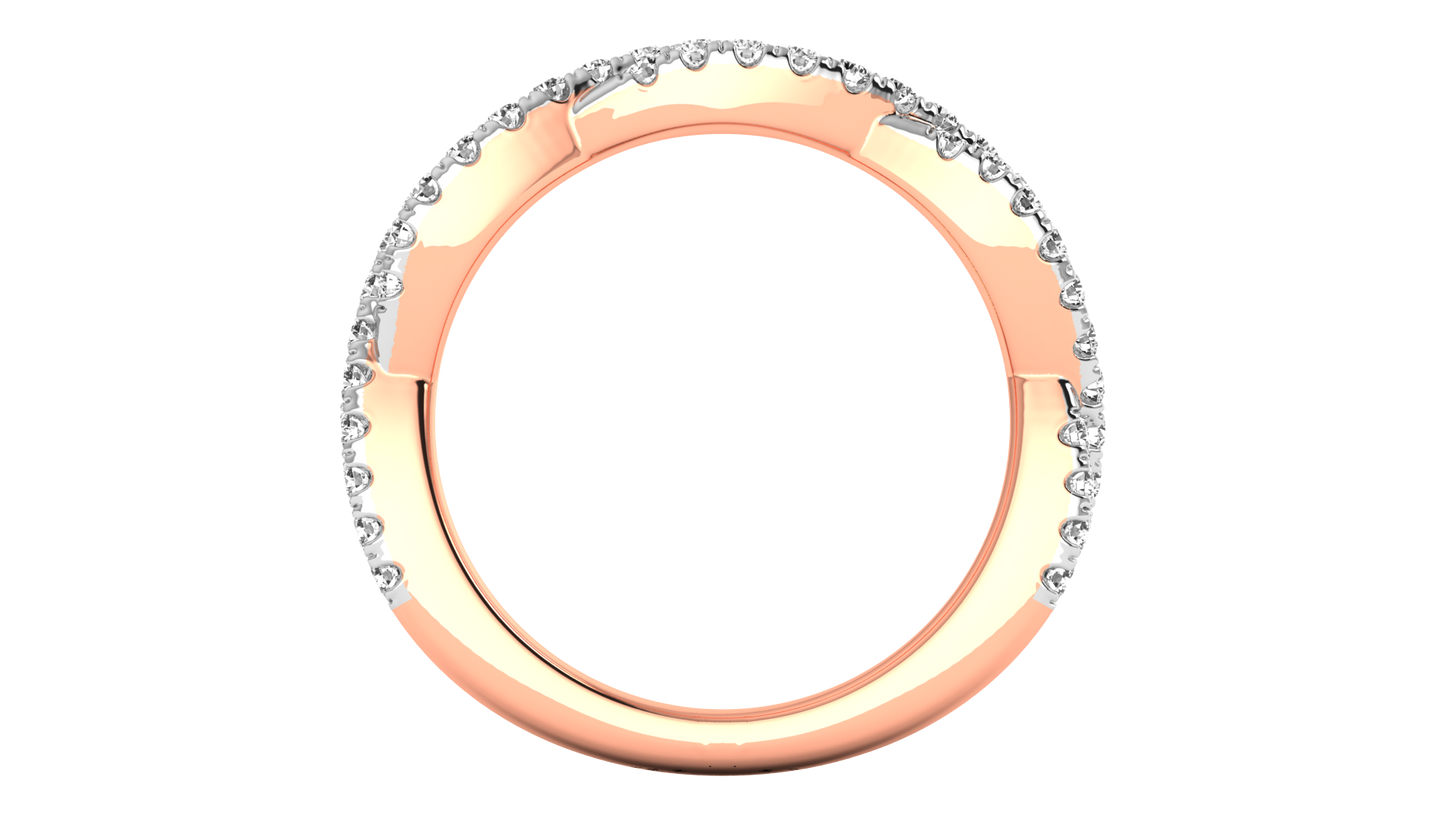 0.68 Ctw Sparkling Infinity Diamond Ring Set In 14K Rose Gold