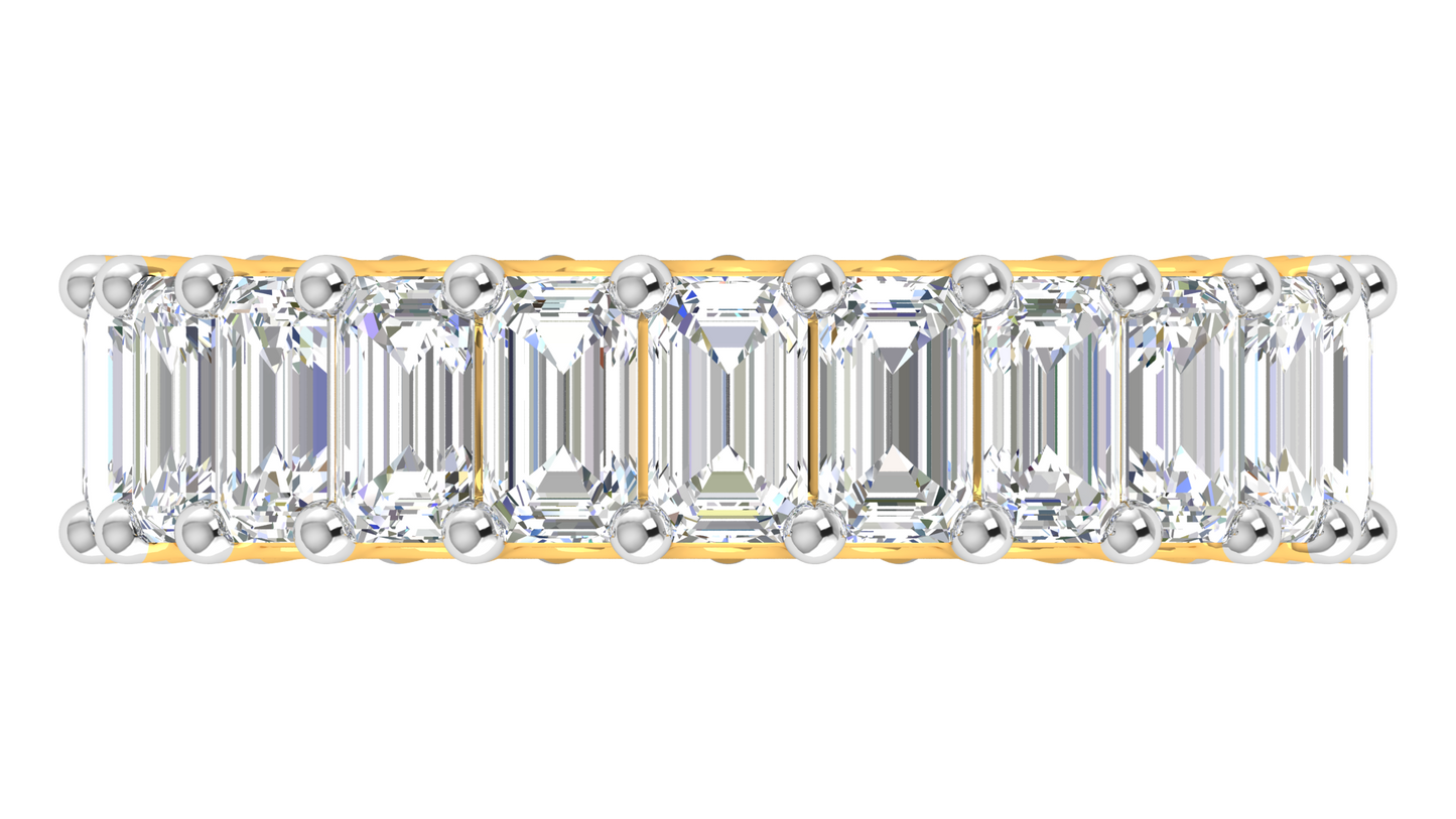 6.90 Ctw Emerald Cut Diamond Eternity Band Set In 14K Yellow Gold