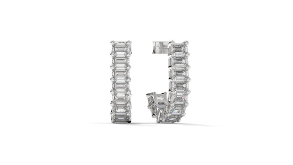 2.20 CTW Emerald-Cut Diamond Hoop Earrings in 14K White Gold