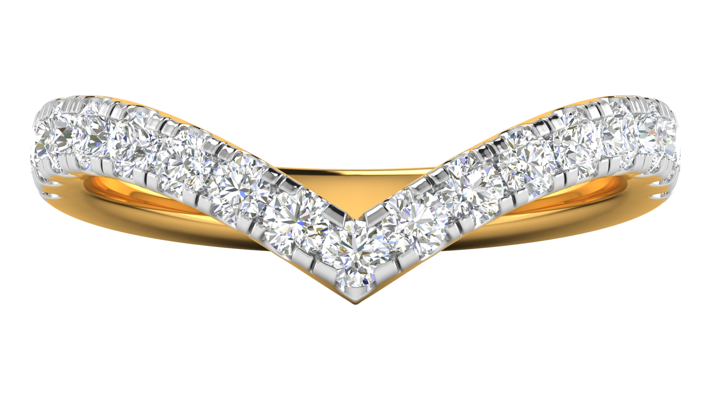 0.68 Ctw Elegant Diamond Chevron Ring Set In 14K Yellow Gold