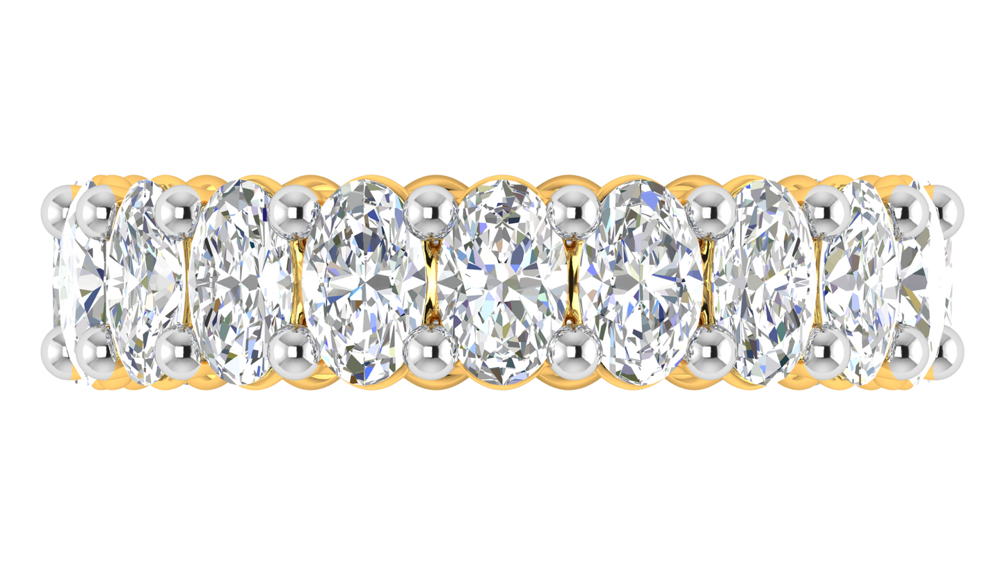 5.70 Ctw Oval Cut Diamond Eternity Band Set In 14K Yellow Gold