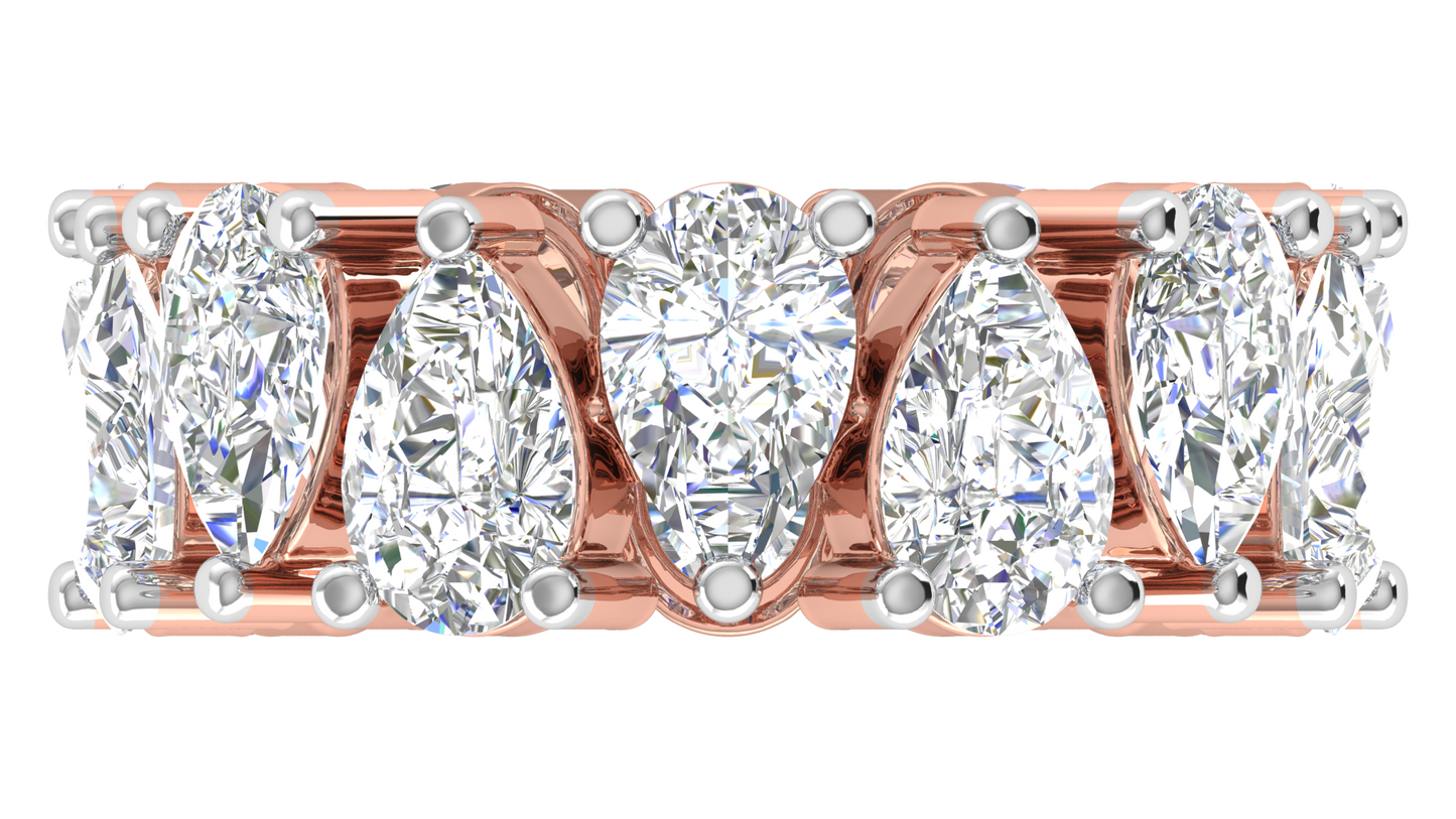 7.00 Ctw Pear Cut Diamond Eternity Band Set In 14K Rose Gold