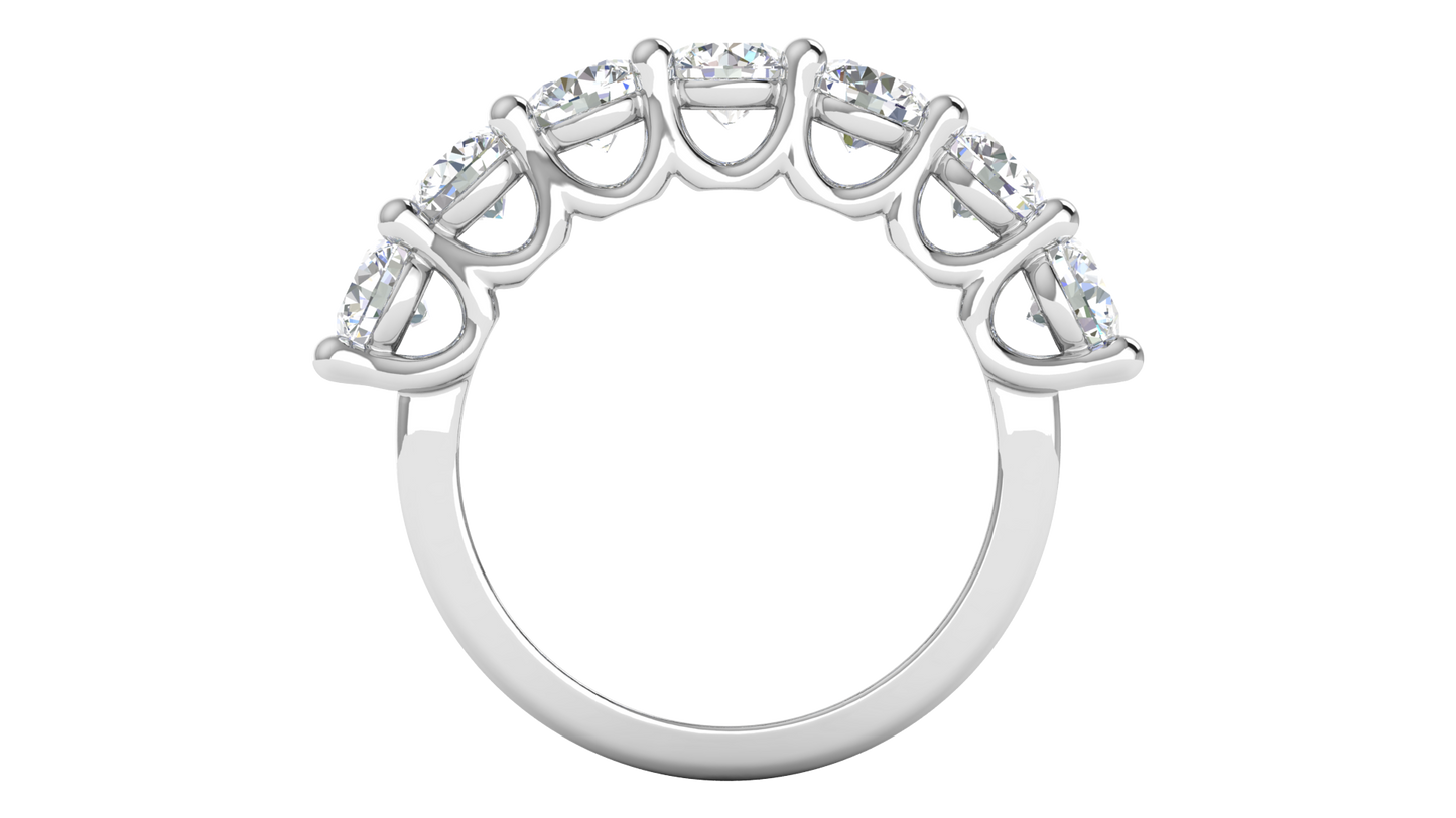 2.80 CTW Round Diamond 7 - Stone Wedding Band in 14K White Gold - U - Shape Prong Setting