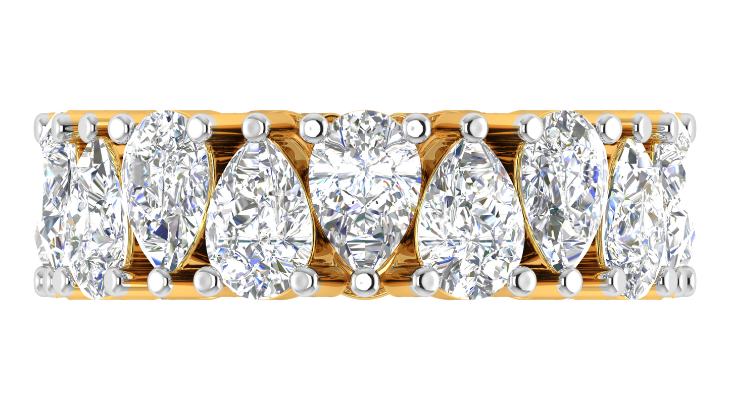 5.40 Ctw Pear Cut Diamond Eternity Band Set In 14K Yellow Gold