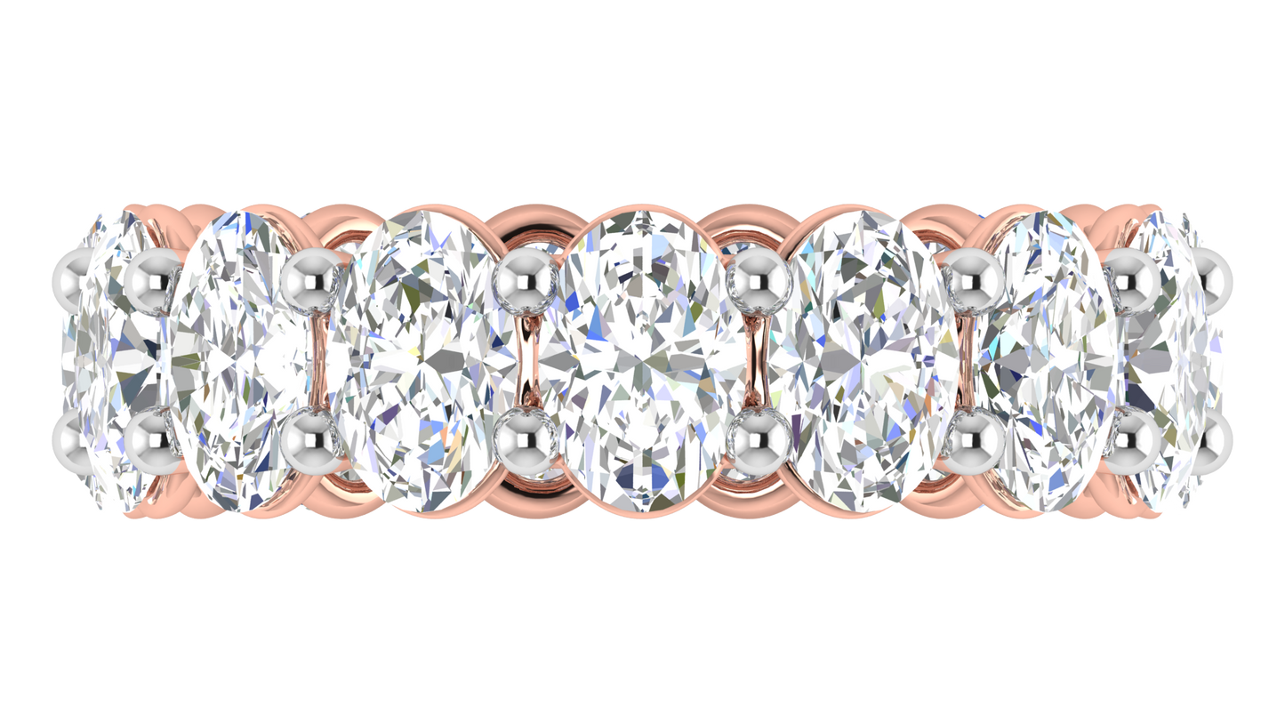 7.50 Ctw Oval Cut Diamond Eternity Band Set In 14K Rose Gold