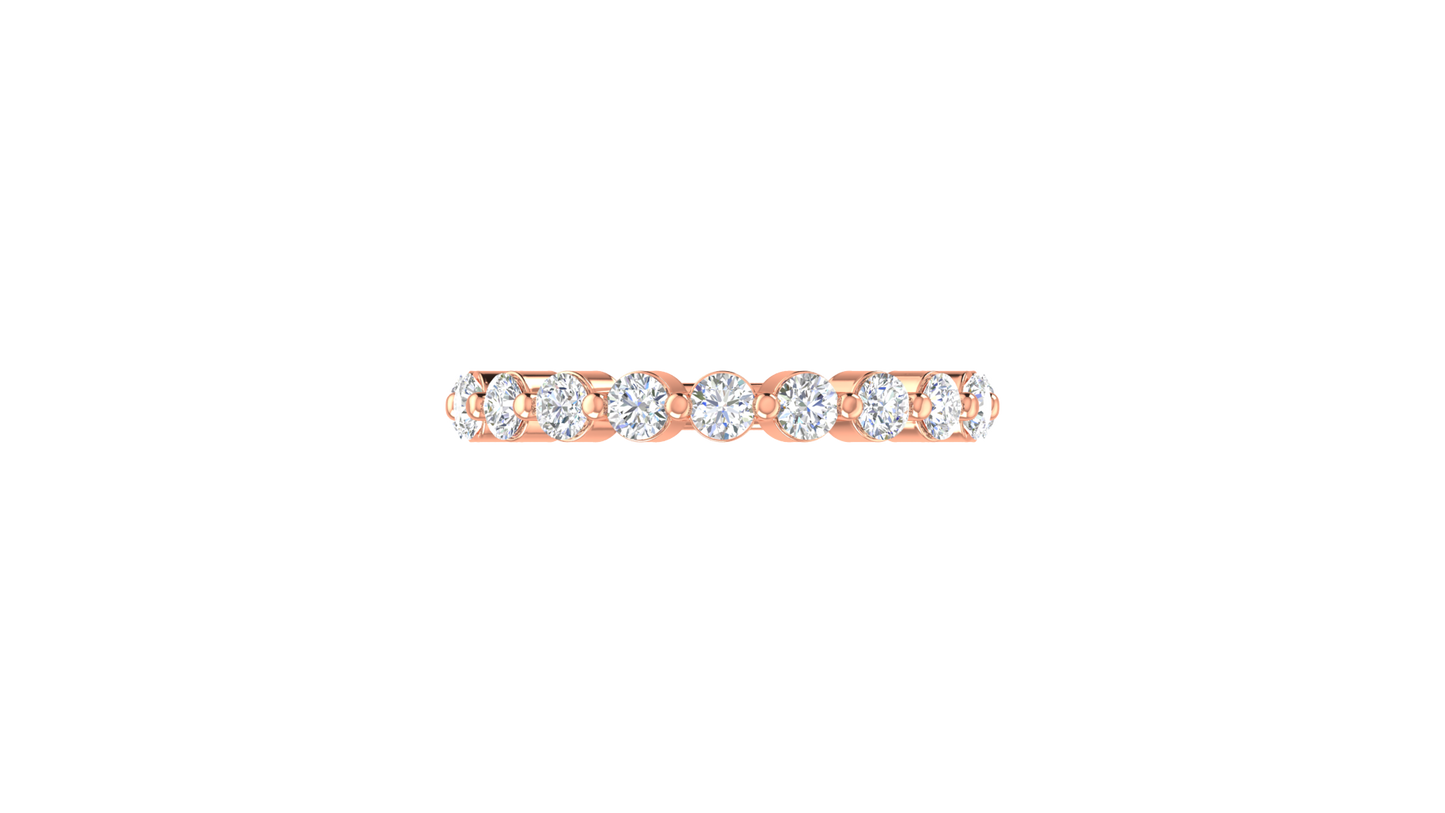 0.60 Ctw Bezal-Set Wedding Band Set In 14K Rose Gold
