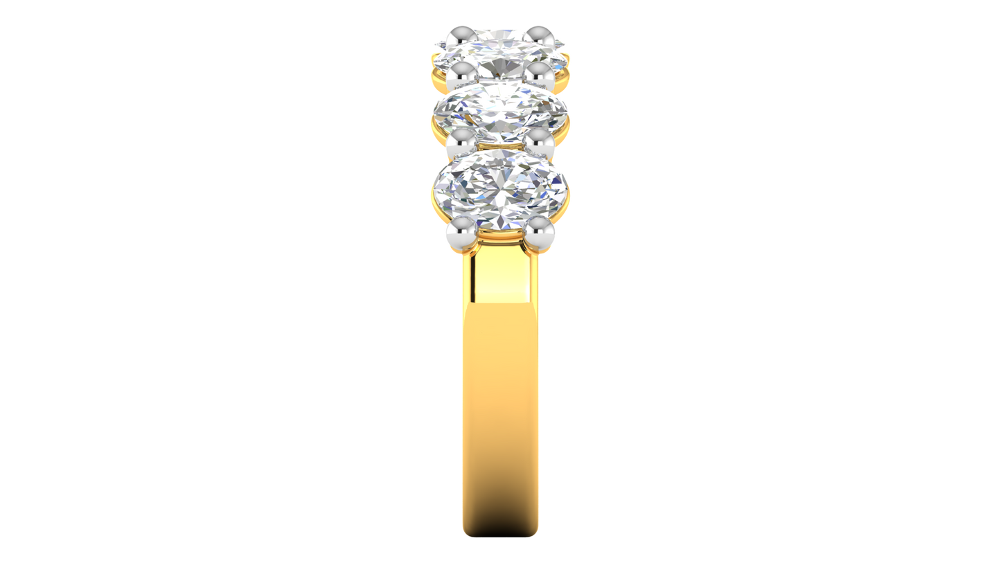 2.80 CTW Oval Cut Diamond 7 - Stone Wedding Band in 14K Yellow Gold - U - Shape Prong Setting