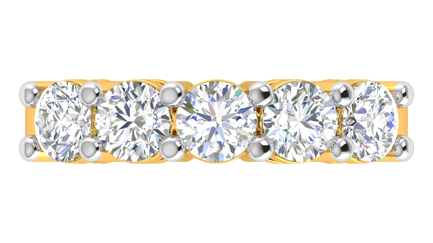 2.00 Ctw Elegant Five-Stone Wedding Band Set In 14K Yellow Gold