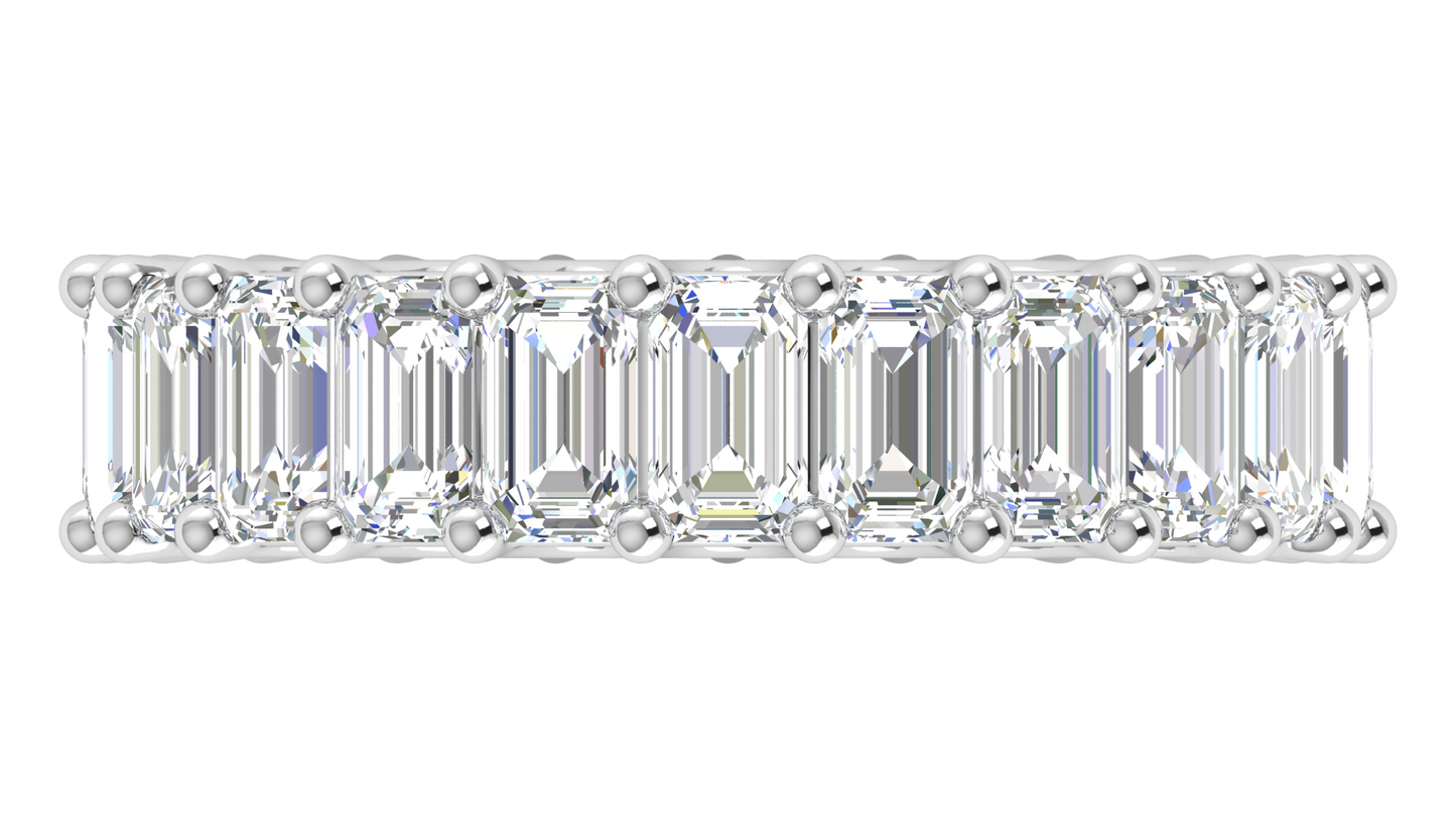 6.90 Ctw Emerald Cut Diamond Eternity Band Set In 14K White Gold