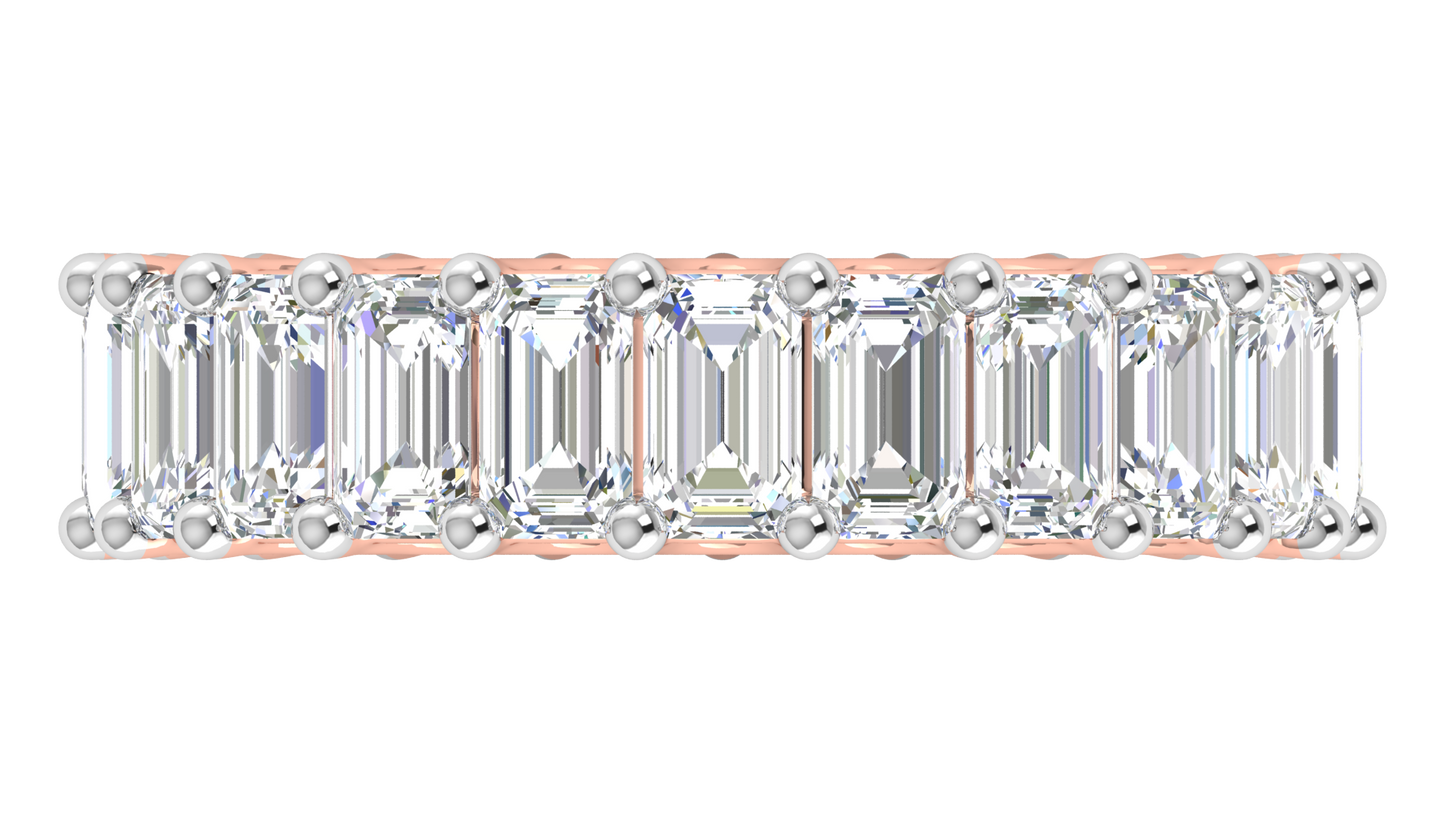 6.90 Ctw Emerald Cut Diamond Eternity Band Set In 14K Rose Gold
