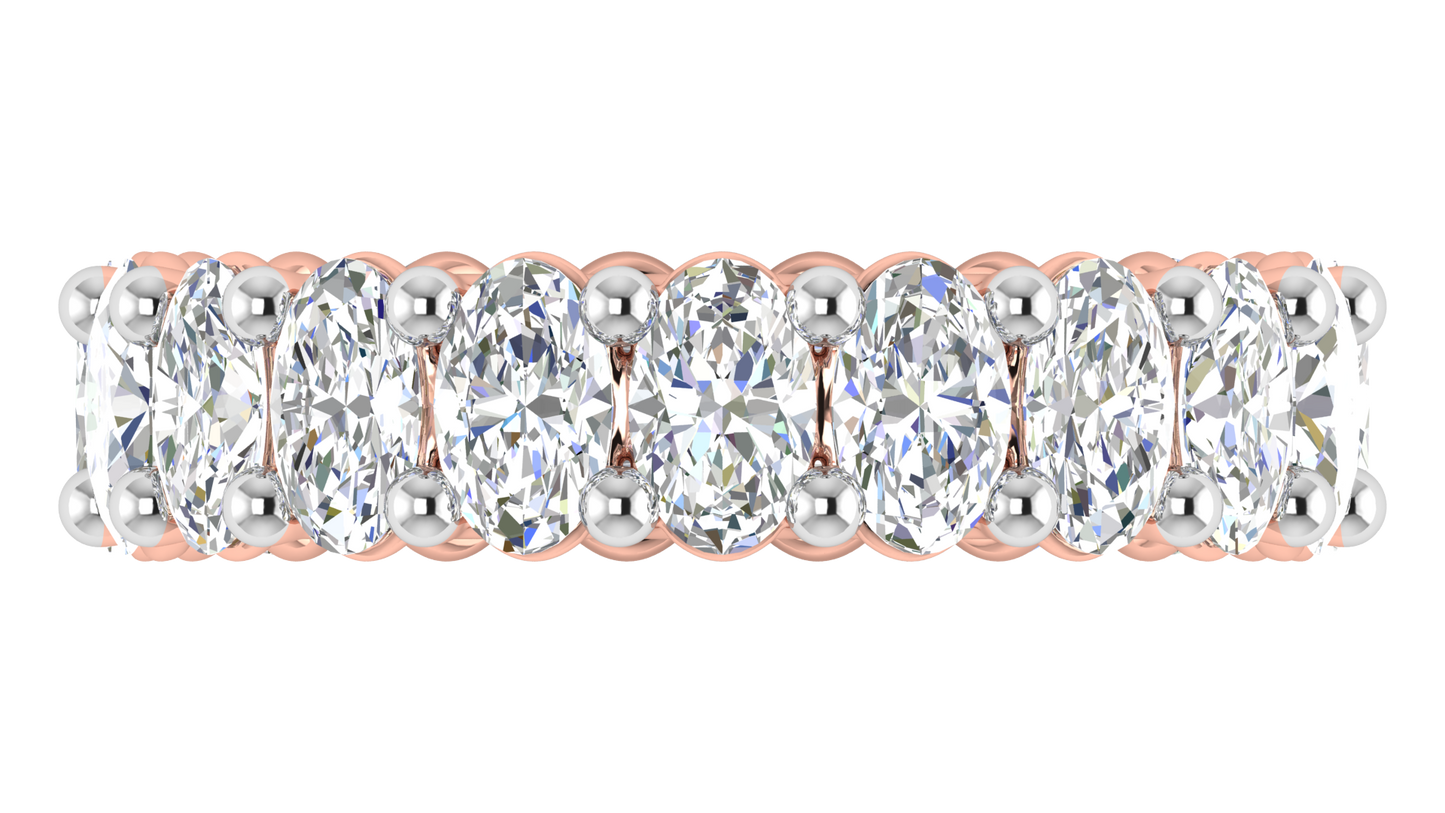 5.70 Ctw Oval Cut Diamond Eternity Band Set In 14K Rose Gold