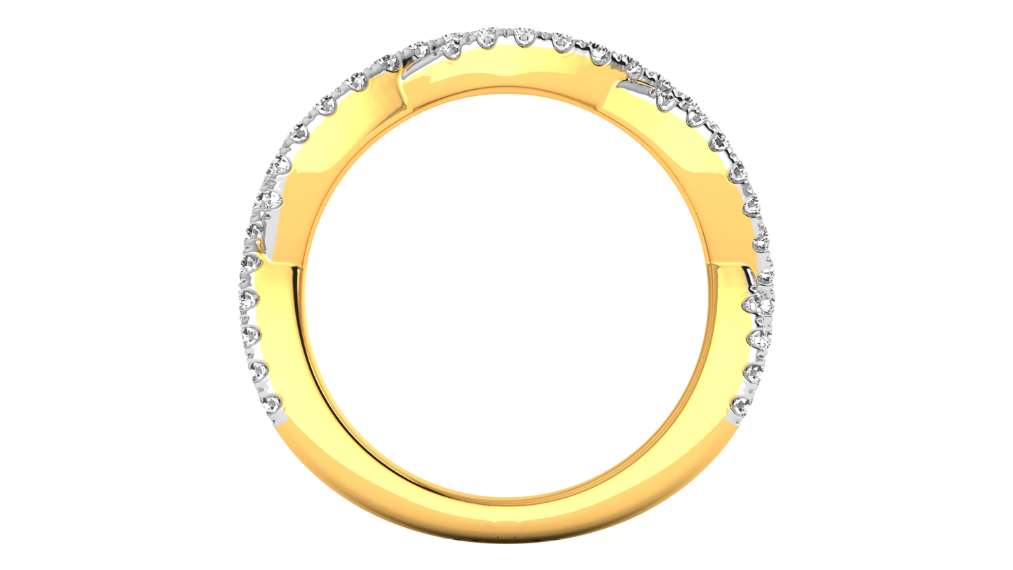 0.68 Ctw Sparkling Infinity Diamond Ring Set In 14K Yellow Gold