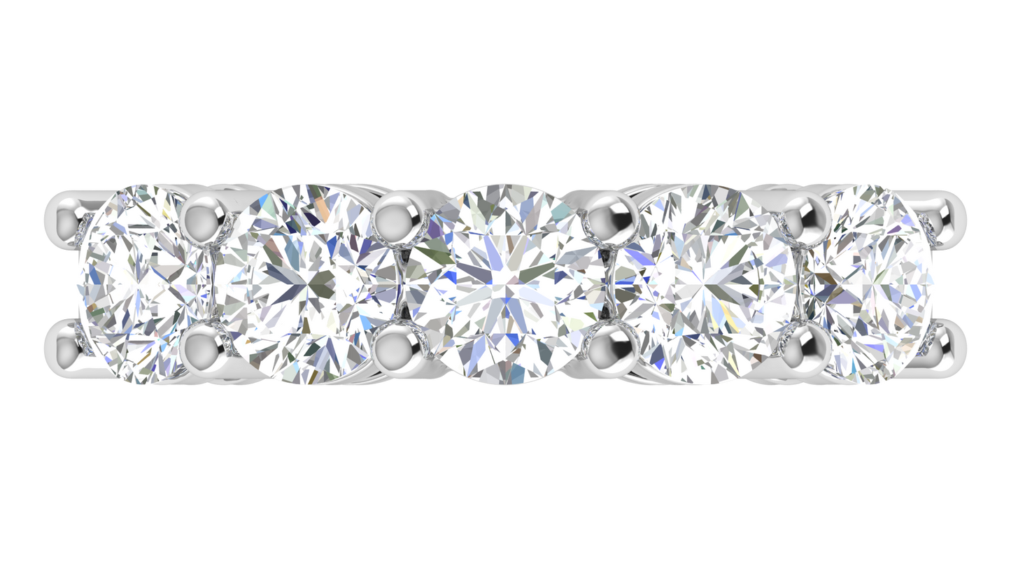 2.50 Ctw Elegant Five-Stone Wedding Band Set In 14K White Gold